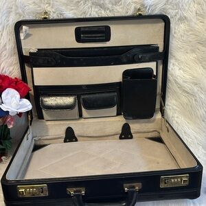 Sophisticated Dark Black Leather Briefcase